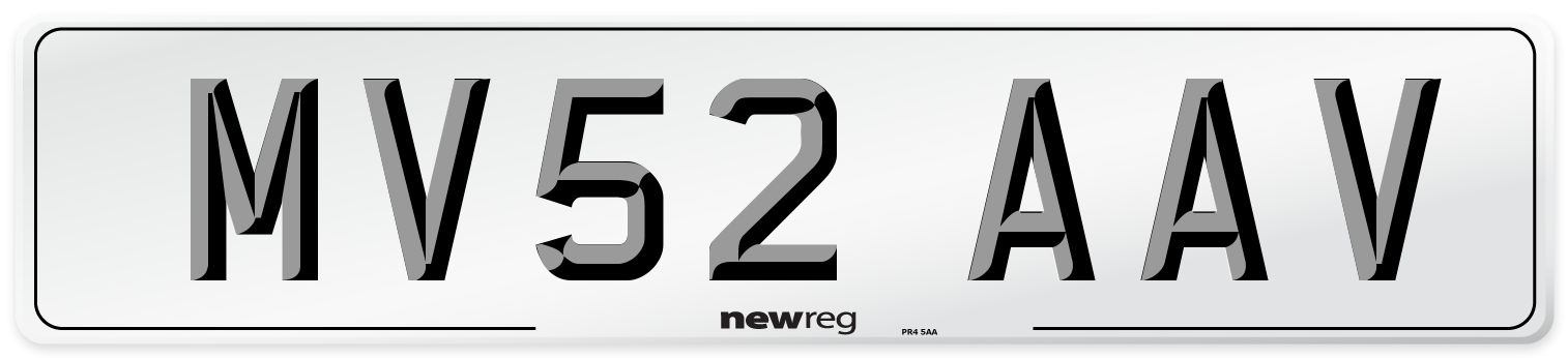 MV52 AAV Number Plate from New Reg